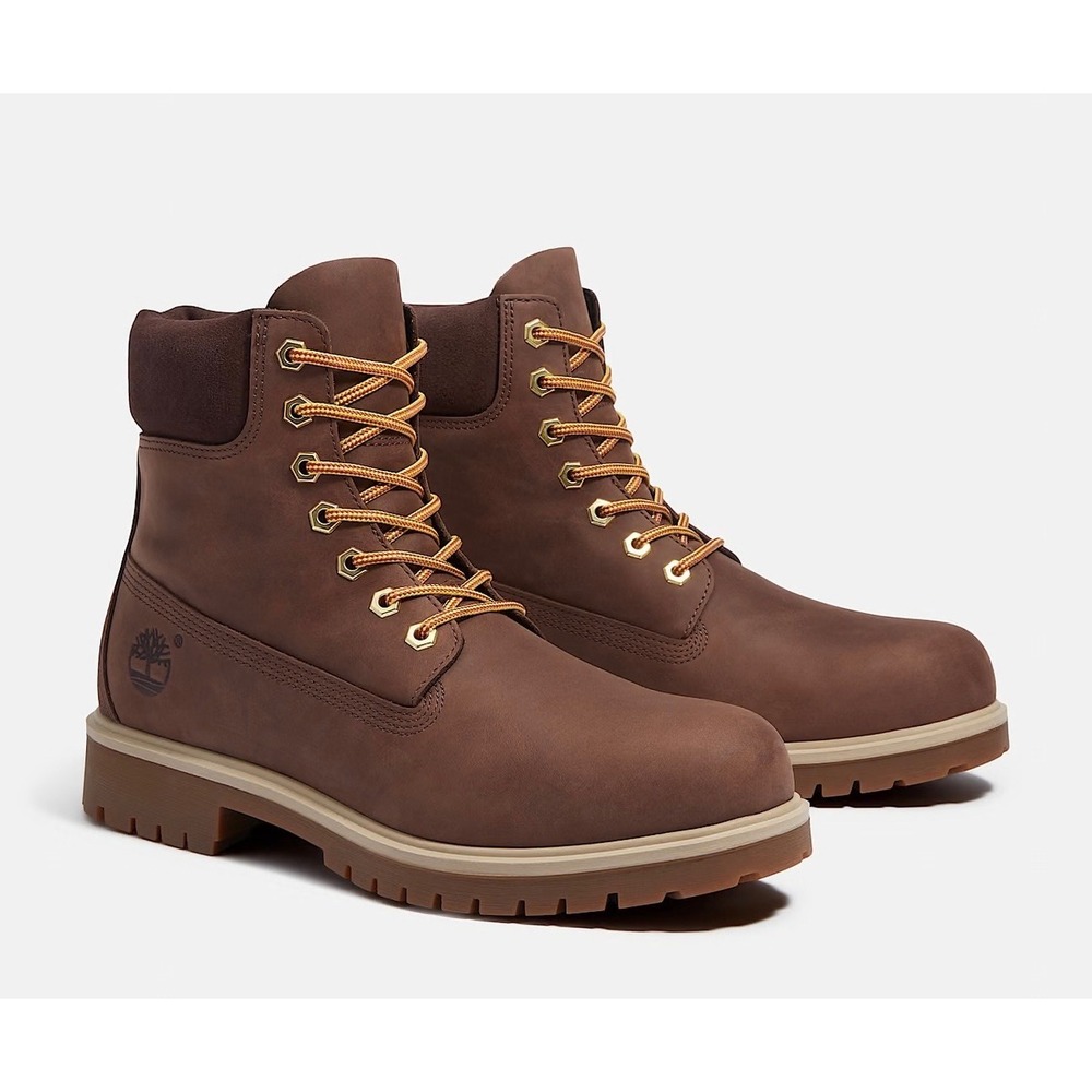 Timberland Mens‎ 6 Inch Premium Waterproof Boot Dark Brown Nubuck Leather Sz 8.5
